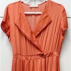 Promod Long Brick Orange Wrap Around Dress